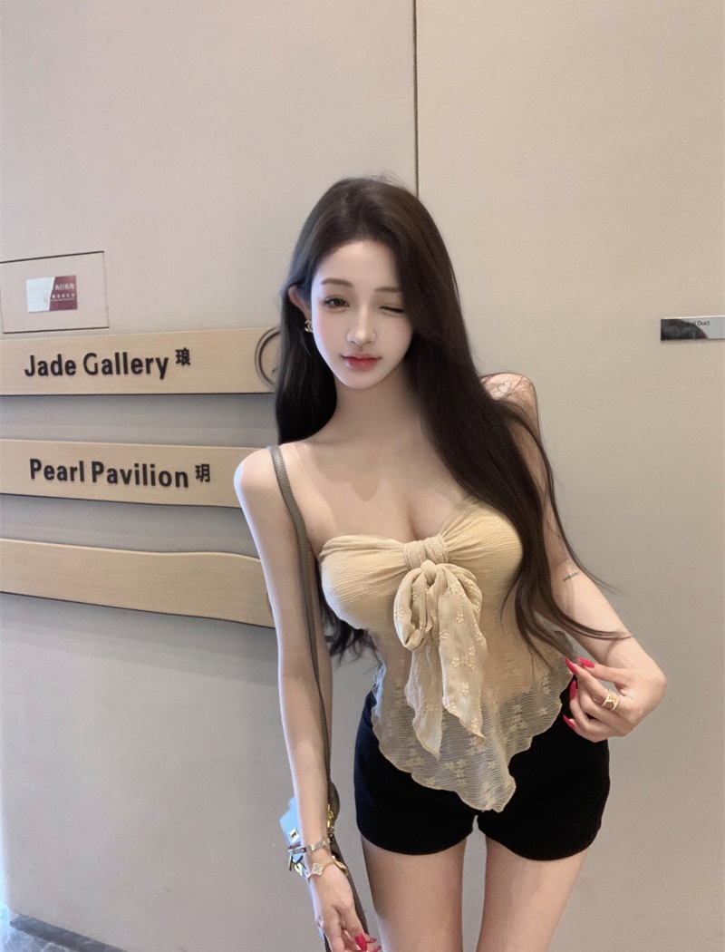 Lace bandage enticement apricot wrapped chest tops
