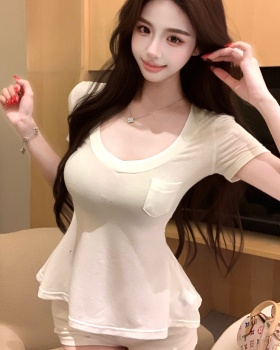 Enticement lazy short sleeve simple tops
