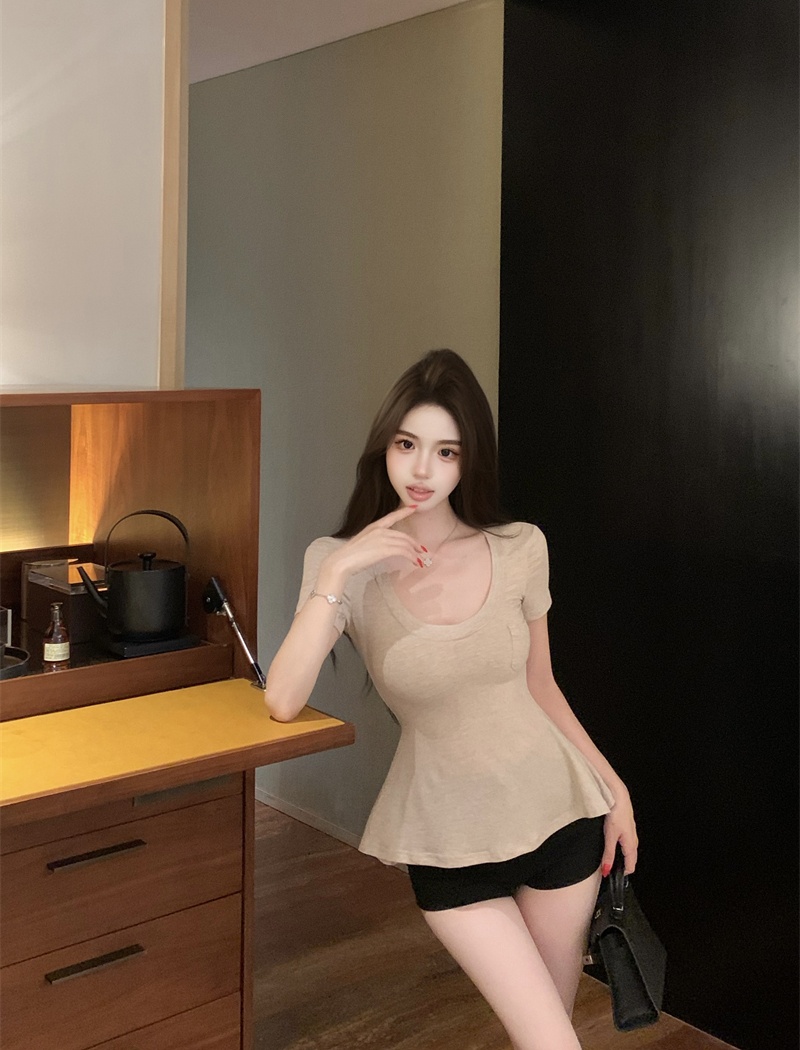 Enticement lazy short sleeve simple tops