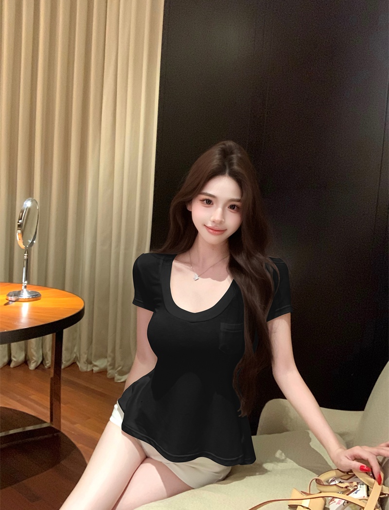 Enticement lazy short sleeve simple tops