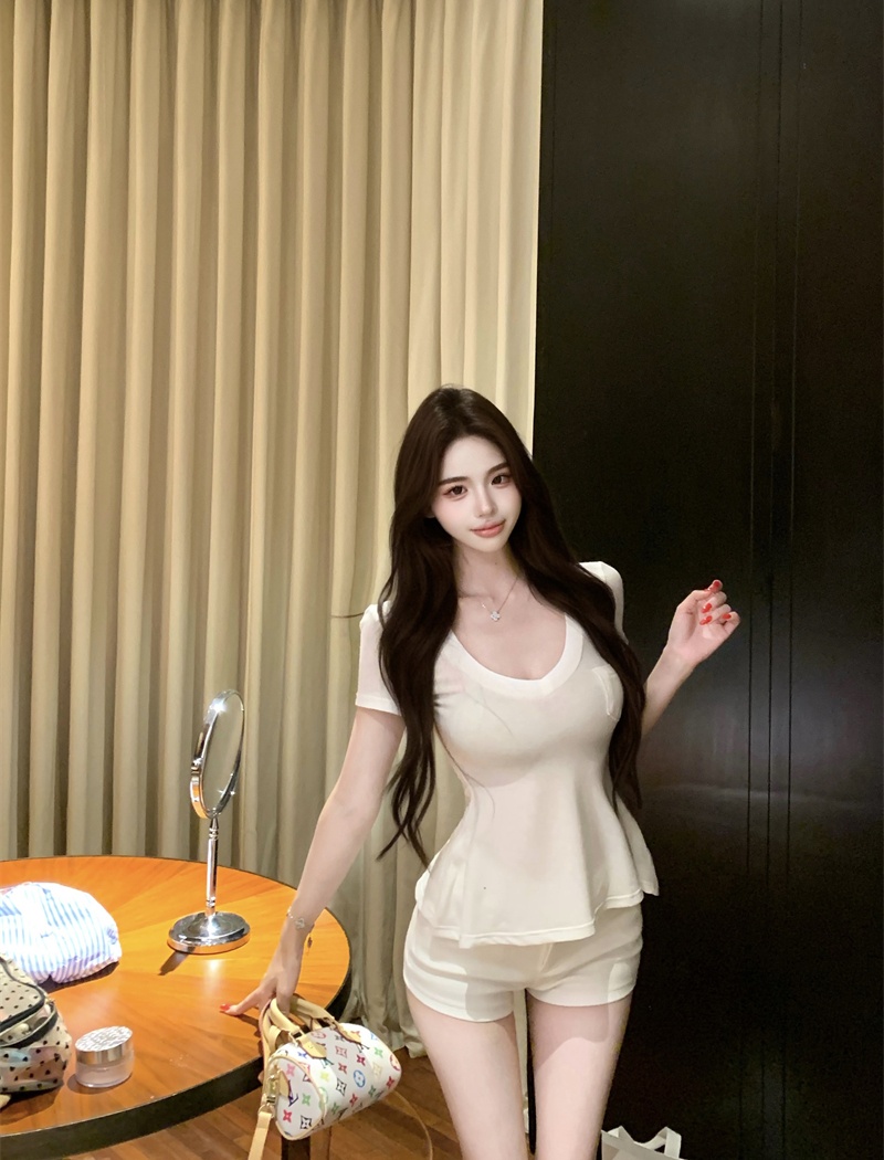 Enticement lazy short sleeve simple tops