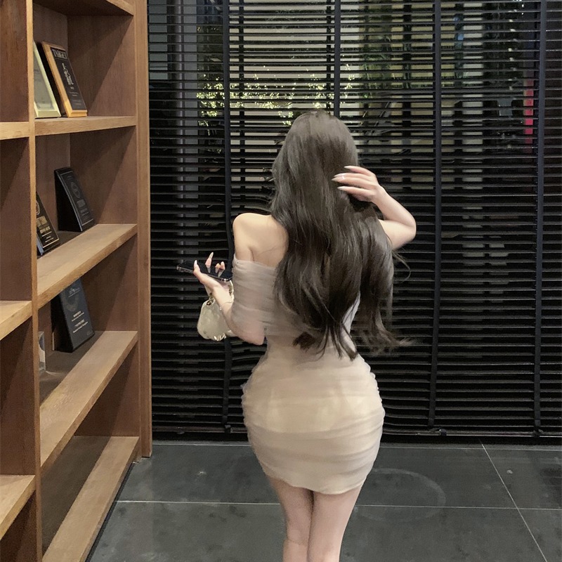 Shoulder flowers dress gauze T-back