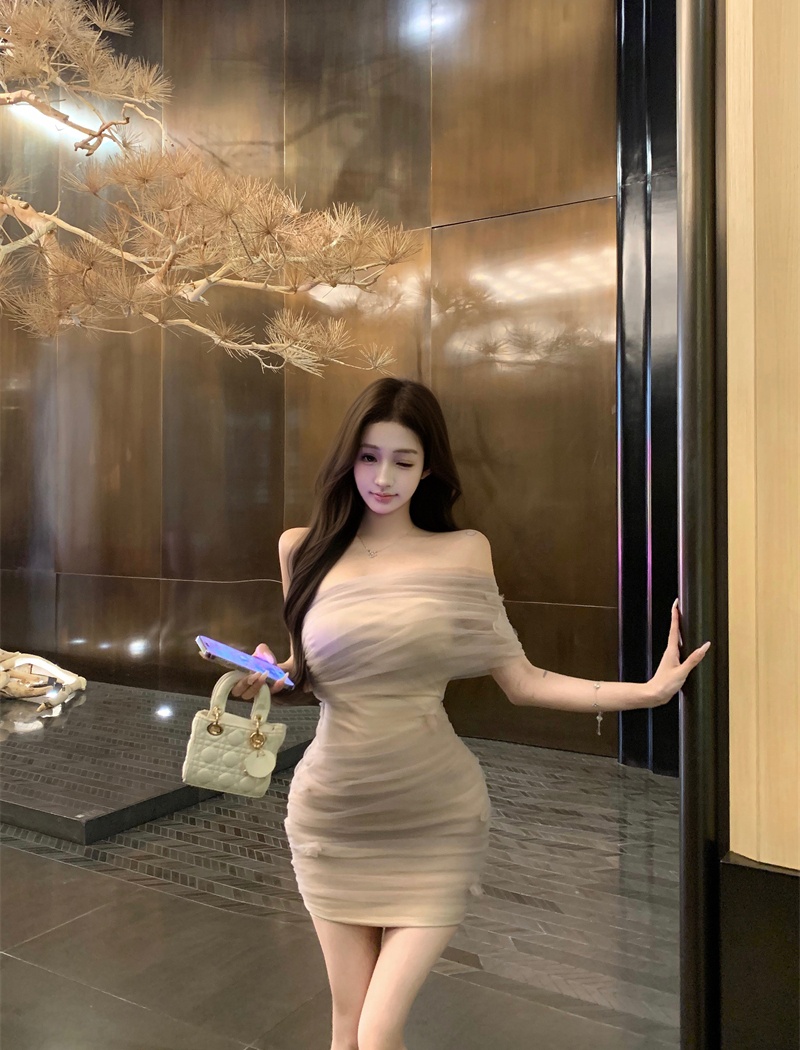 Shoulder flowers dress gauze T-back