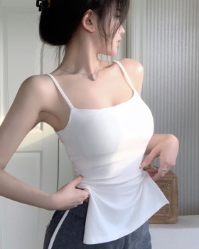 Retro with chest pad tops irregular bottoming shirt