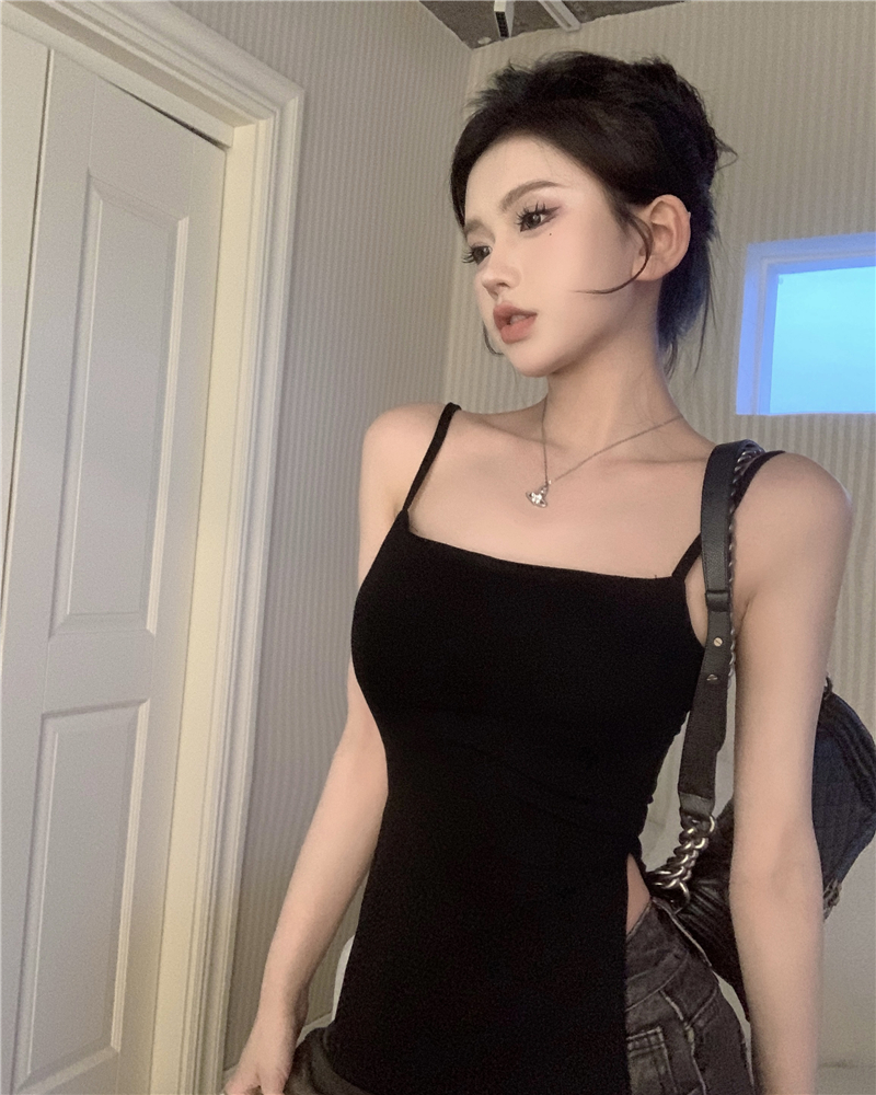 Retro with chest pad tops irregular bottoming shirt