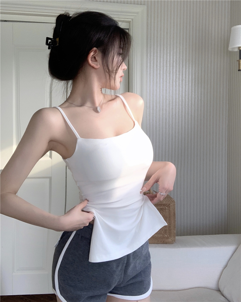 Retro with chest pad tops irregular bottoming shirt
