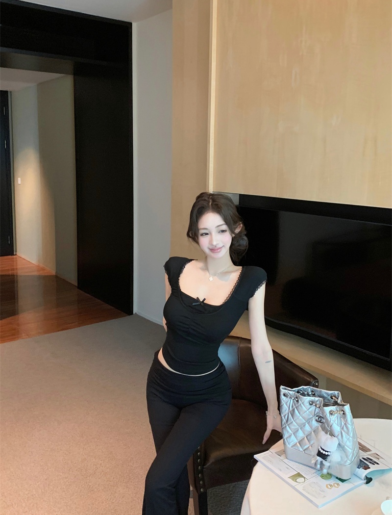 Summer slim all-match tops lace fashion T-shirt