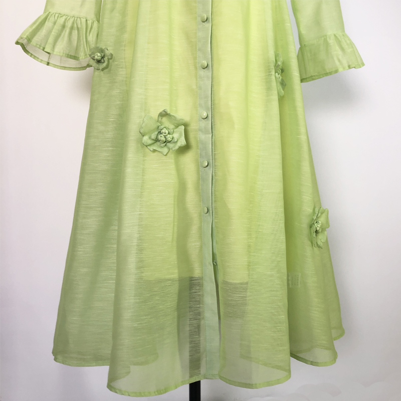 With belt single-breasted trumpet sleeves pure dress