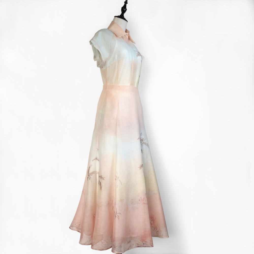 Pattern long lapel skirt slim big skirt shirt a set