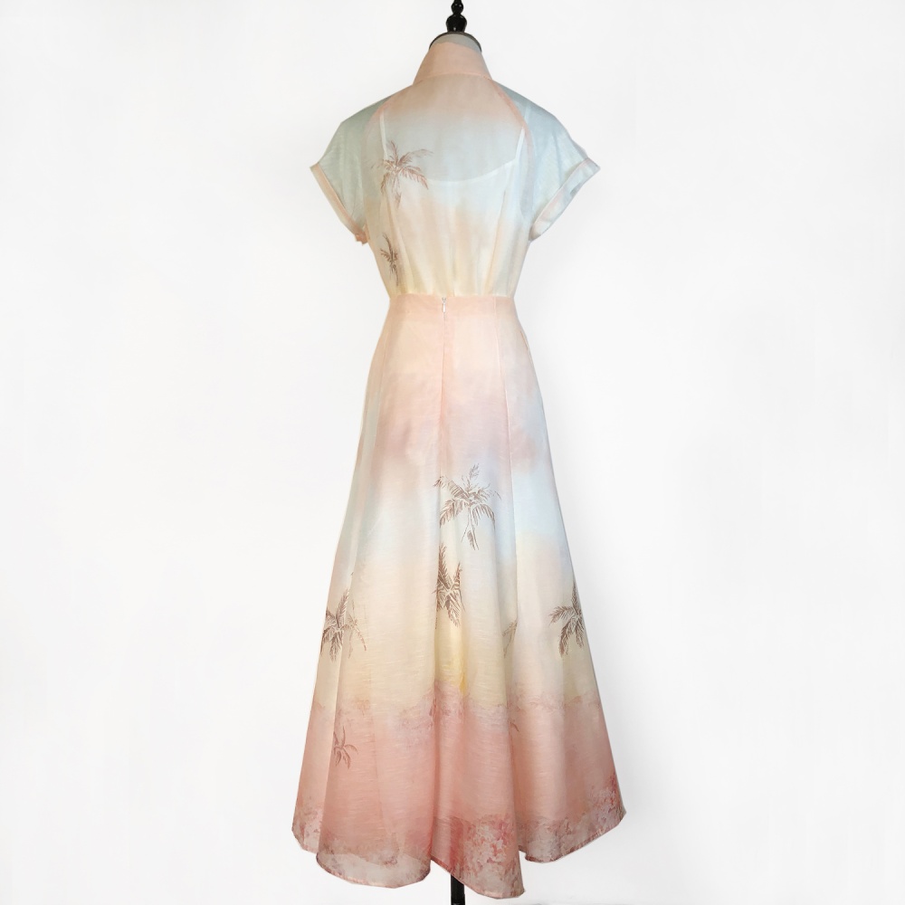 Pattern long lapel skirt slim big skirt shirt a set