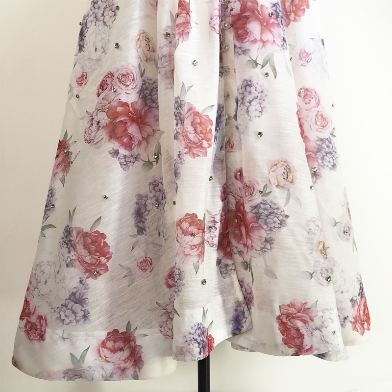 Retro rhinestone sling puff sleeve court style dress