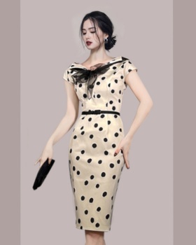 Polka dot light luxury corset spring and summer dress