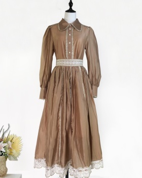 Lapel fashion elegant shirt embroidery show young skirt a set