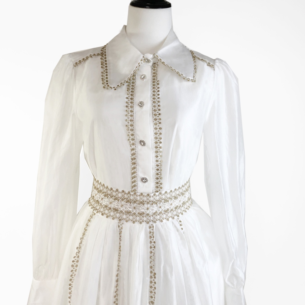 Lapel fashion elegant shirt embroidery show young skirt a set