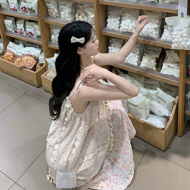 Summer sling vacation dress lazy floral long dress