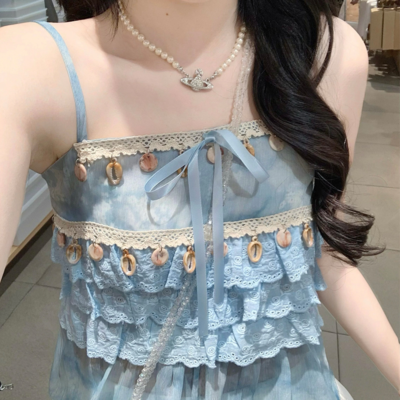 Sweet skirt sling vest 2pcs set