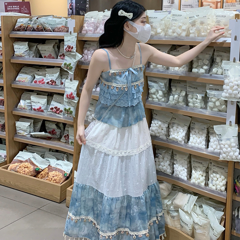 Sweet skirt sling vest 2pcs set