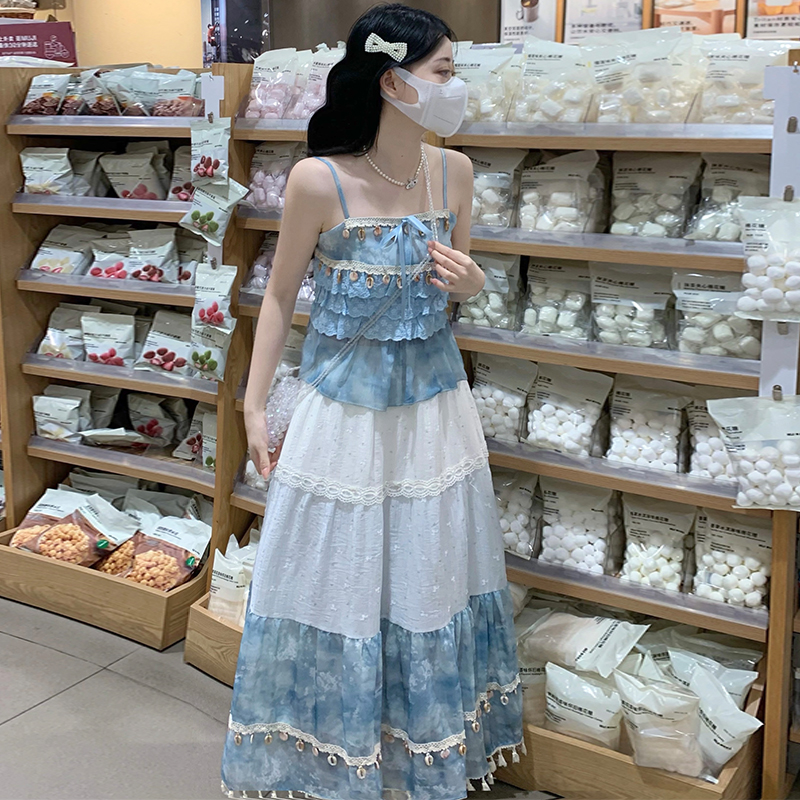 Sweet skirt sling vest 2pcs set