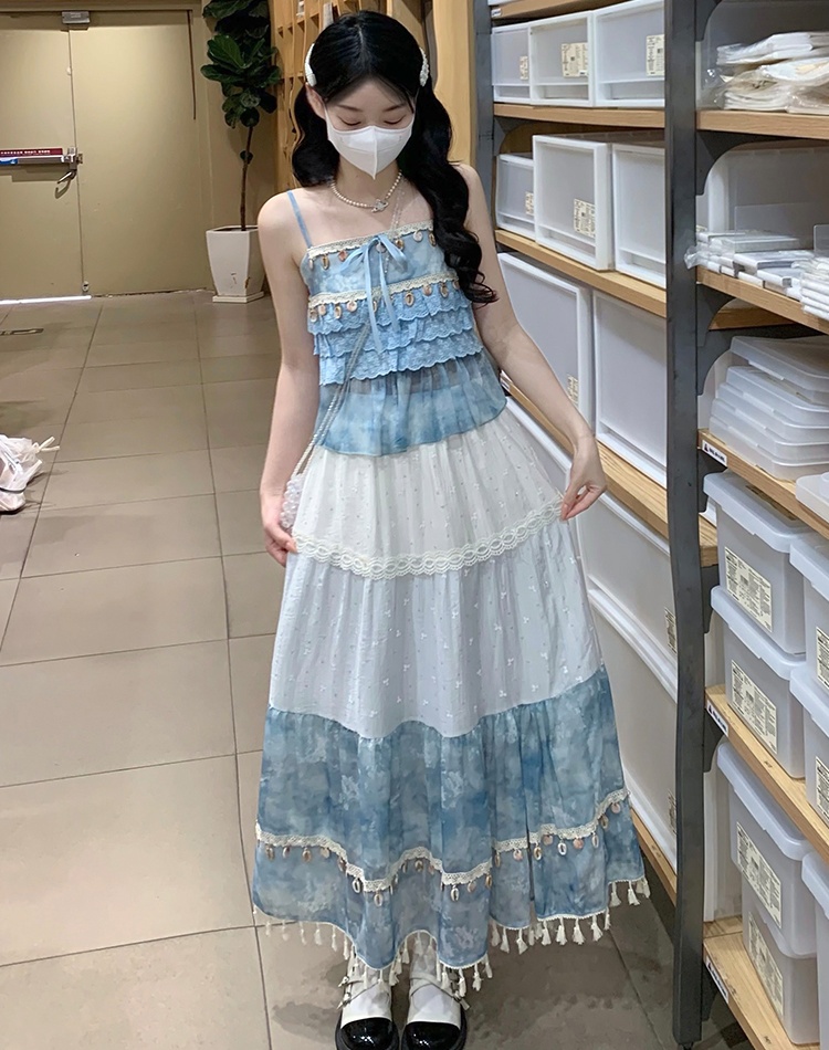 Sweet skirt sling vest 2pcs set