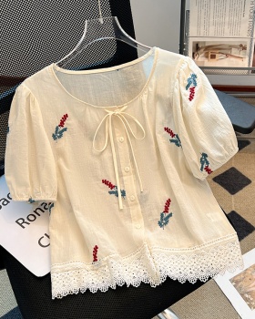 Round neck Korean style summer all-match temperament tops