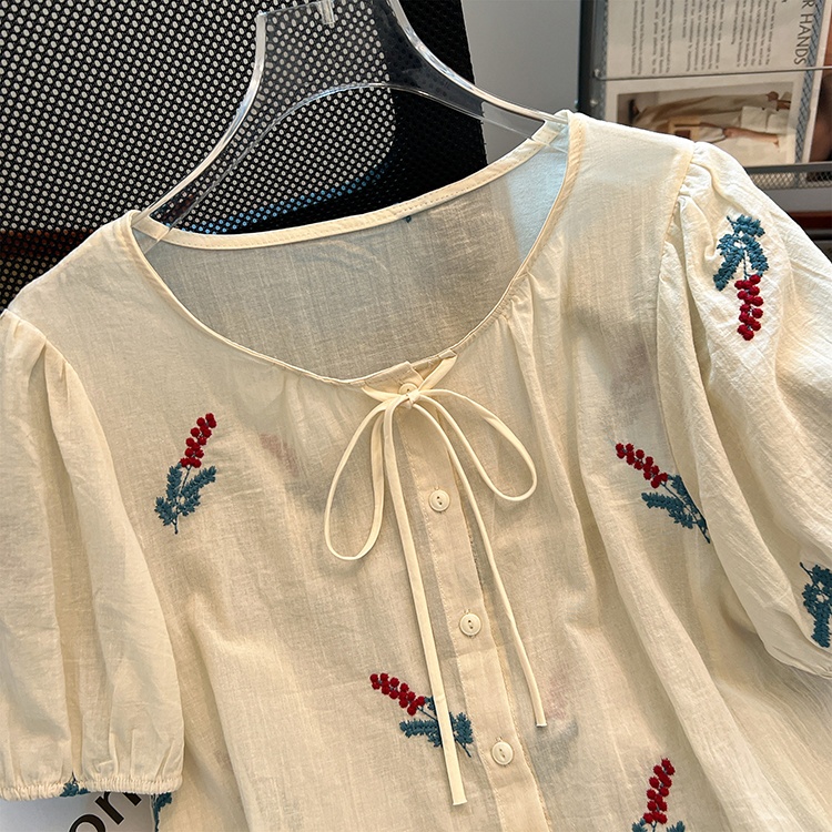 Round neck Korean style summer all-match temperament tops
