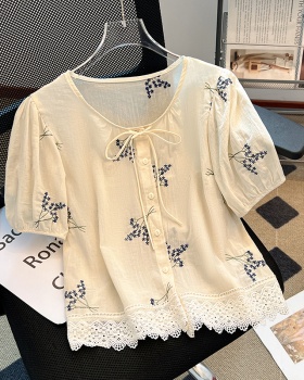Short sleeve lace summer Korean style shirt