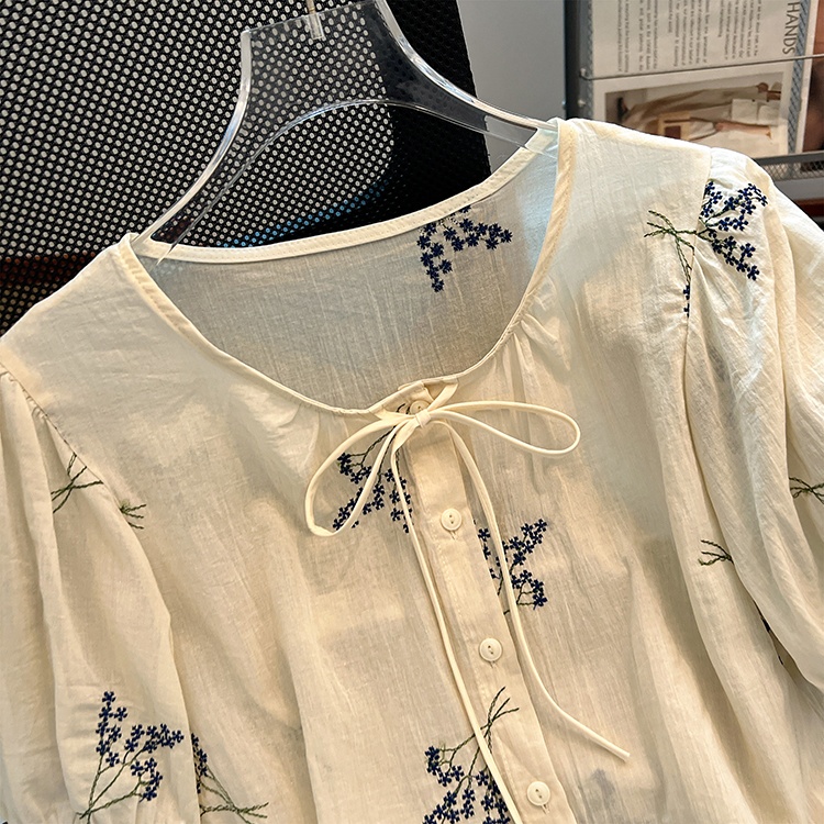 Short sleeve lace summer Korean style shirt
