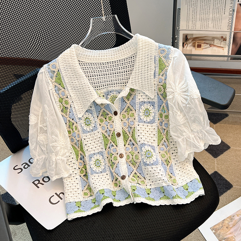 Short France style shirt sweet summer tops for women