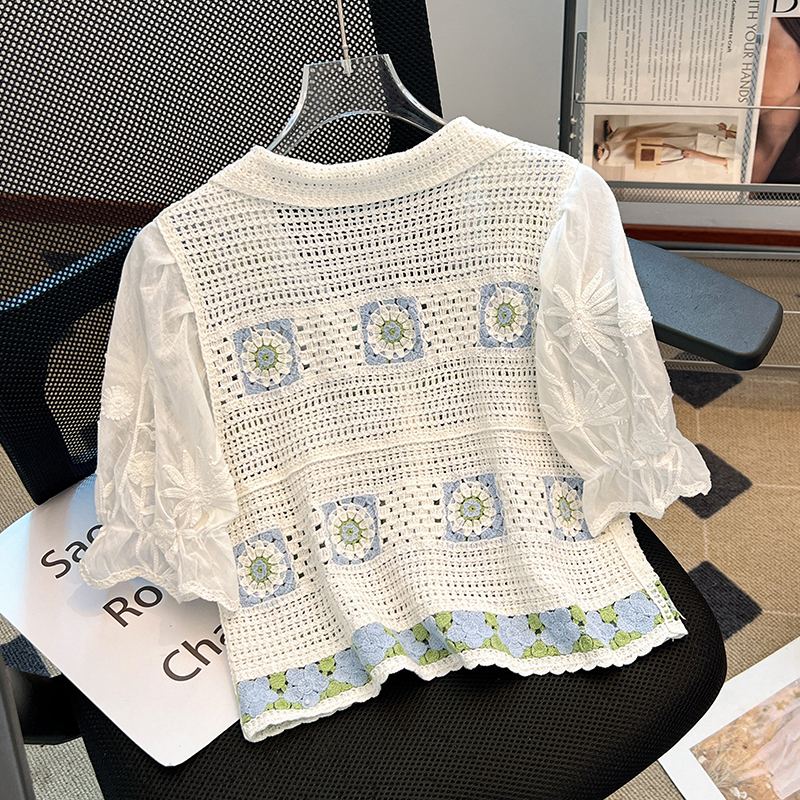 Short France style shirt sweet summer tops for women
