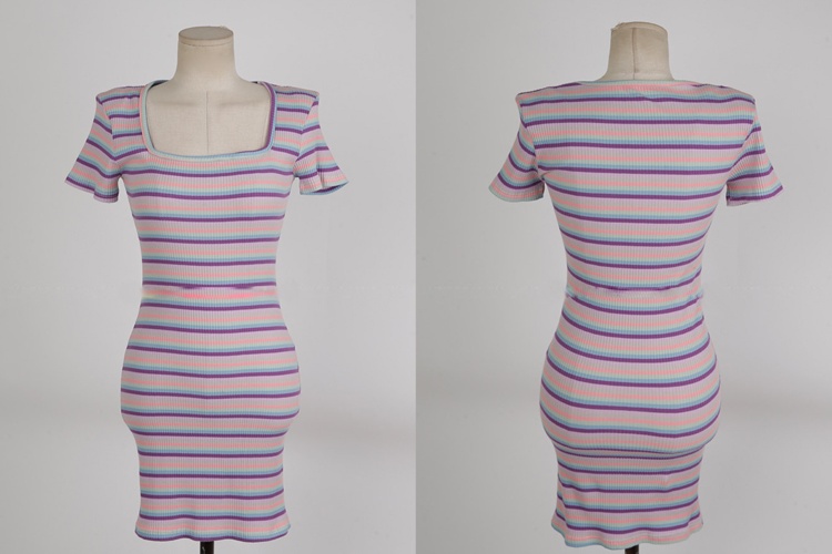 Temperament stripe knitted Korean style Casual dress