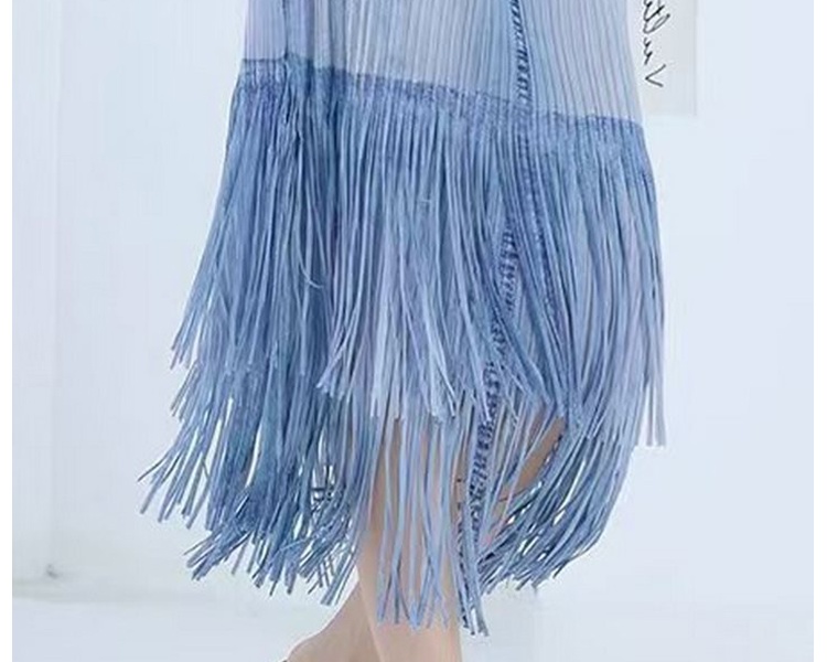 Loose sling skirt tassels Pleats Please tops a set