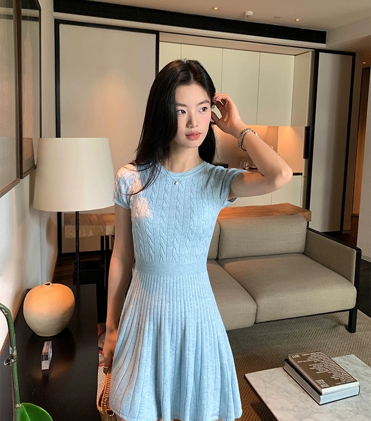 Short sleeve summer dress temperament T-back for women