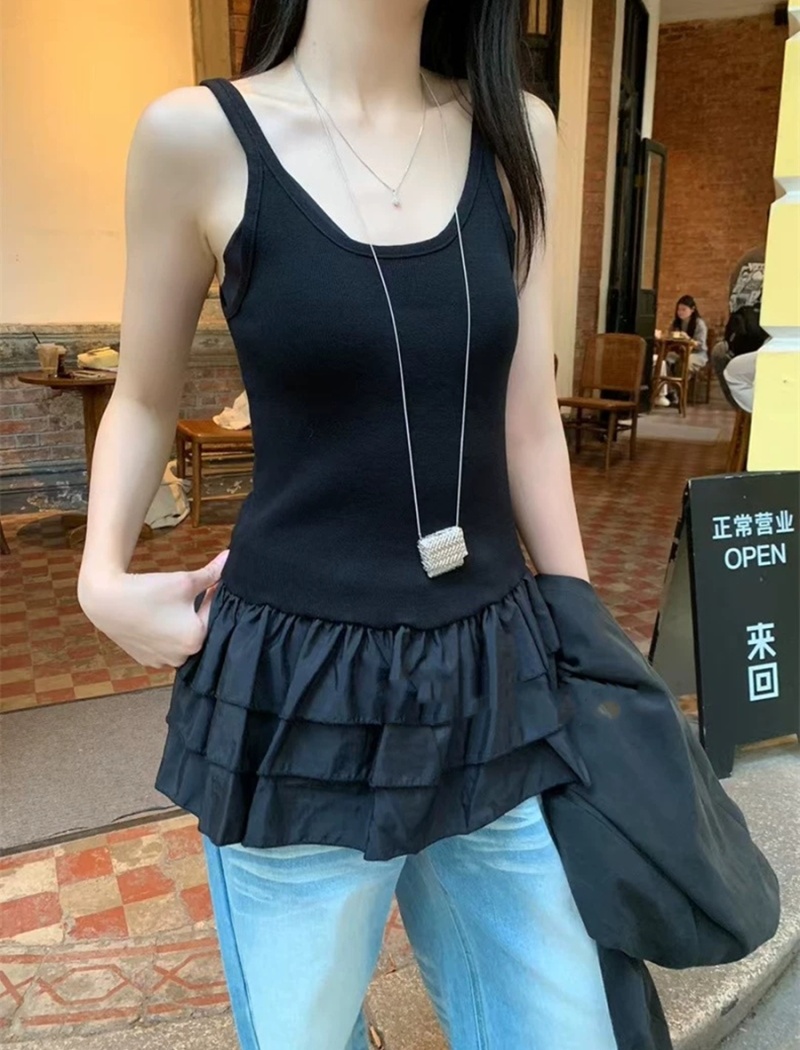 Sling vest skirt hem tops for women