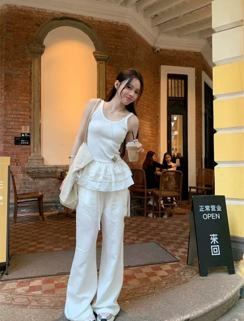 Sling vest skirt hem tops for women