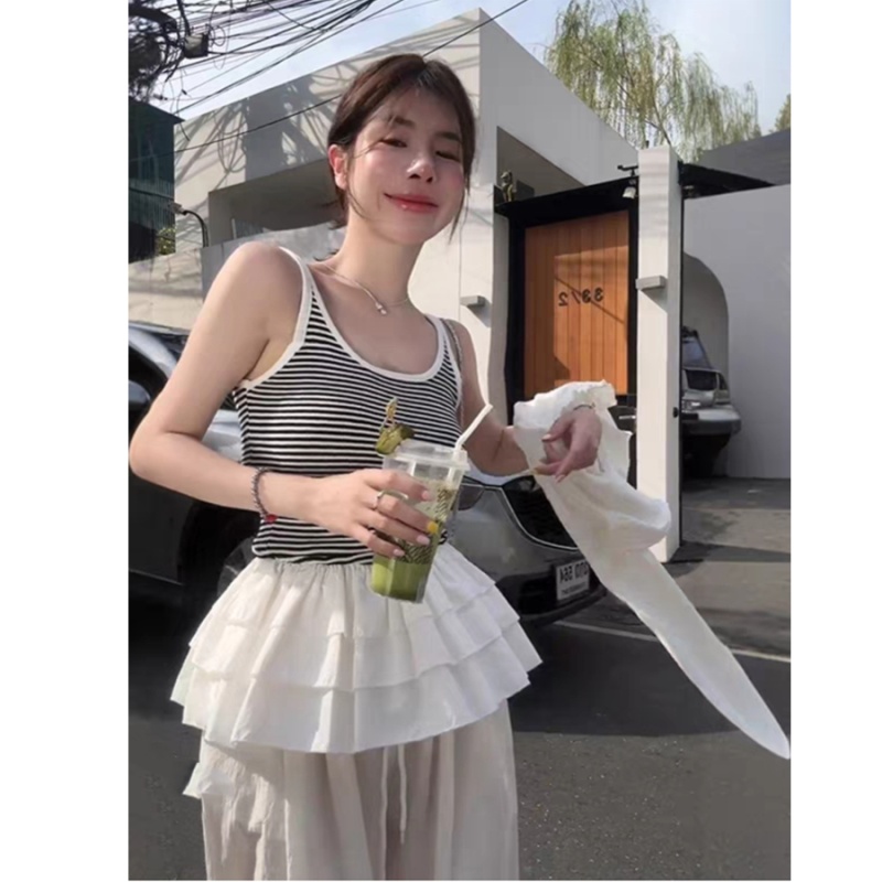 Sling vest skirt hem tops for women