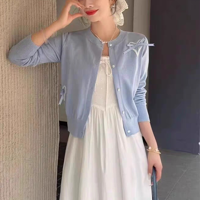 Thin tender knitted cardigan summer sunscreen coat for women