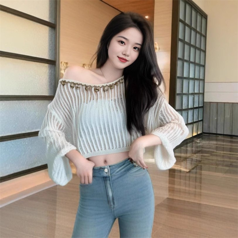 Long sleeve Korean style flat shoulder sun shirt