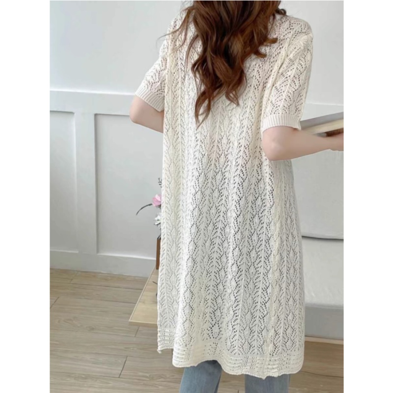 Long split tops outside the ride knitted dress for women