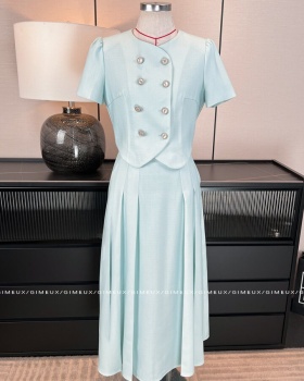 Fresh sweet skirt chanelstyle summer tops 2pcs set