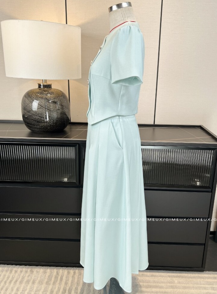 Fresh sweet skirt chanelstyle summer tops 2pcs set