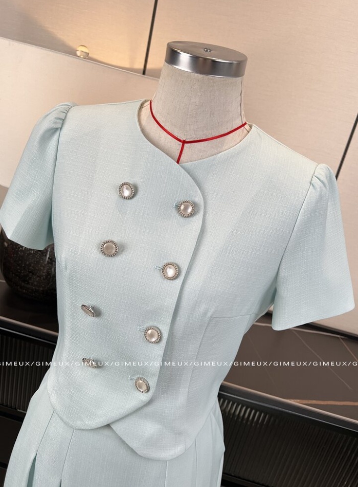 Fresh sweet skirt chanelstyle summer tops 2pcs set