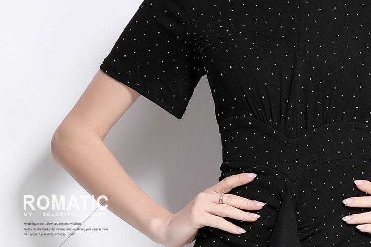 Rhinestone pinched waist dress elegant long dress
