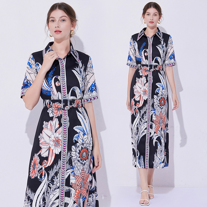 Pinched waist fashion with belt dress
