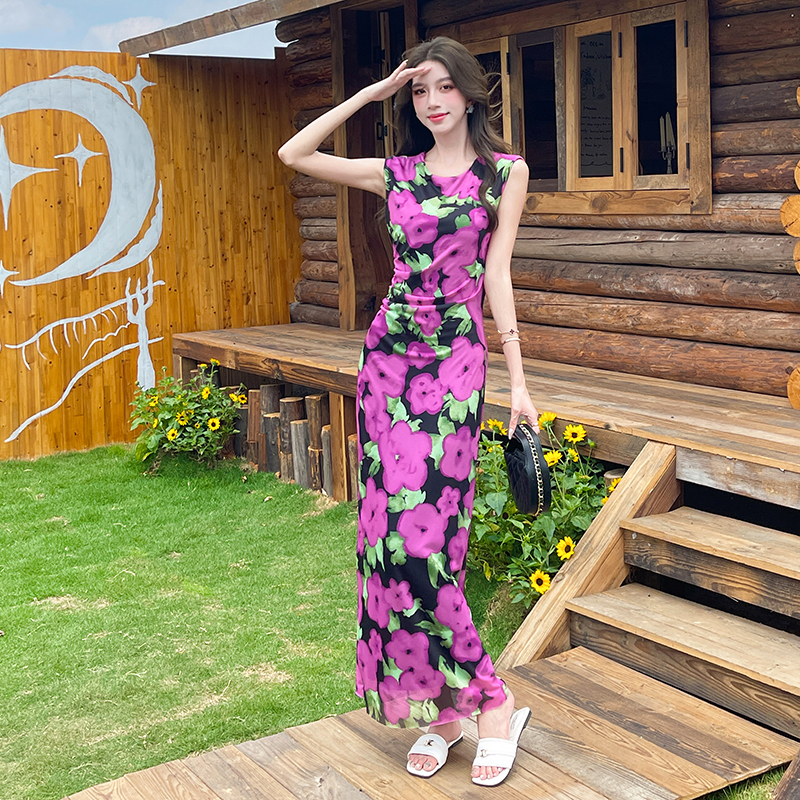 Temperament summer fashion dress ladies slim long dress