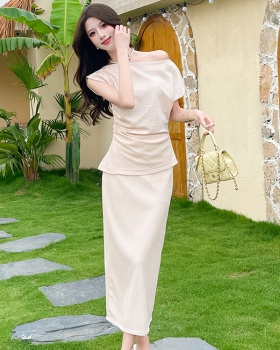 Slim summer long skirt package hip fashion tops 2pcs set