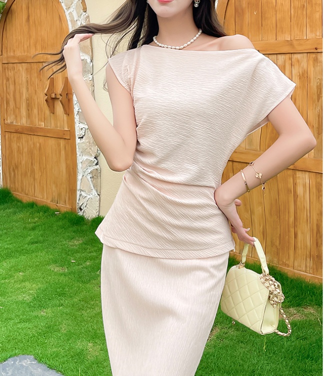 Slim summer long skirt package hip fashion tops 2pcs set