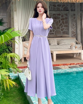 Pinched waist fashion long dress summer dress