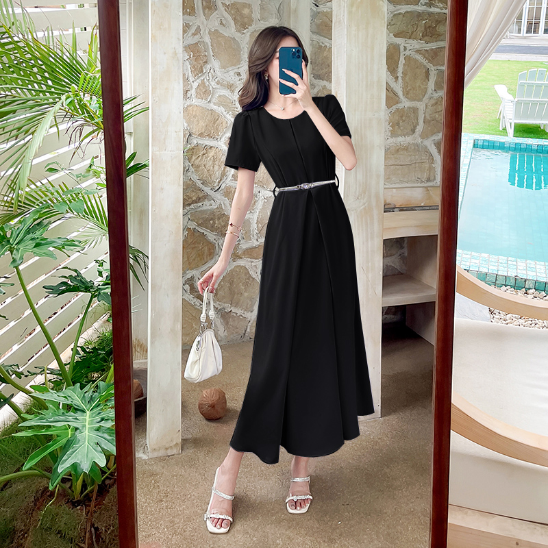Pinched waist fashion long dress summer dress