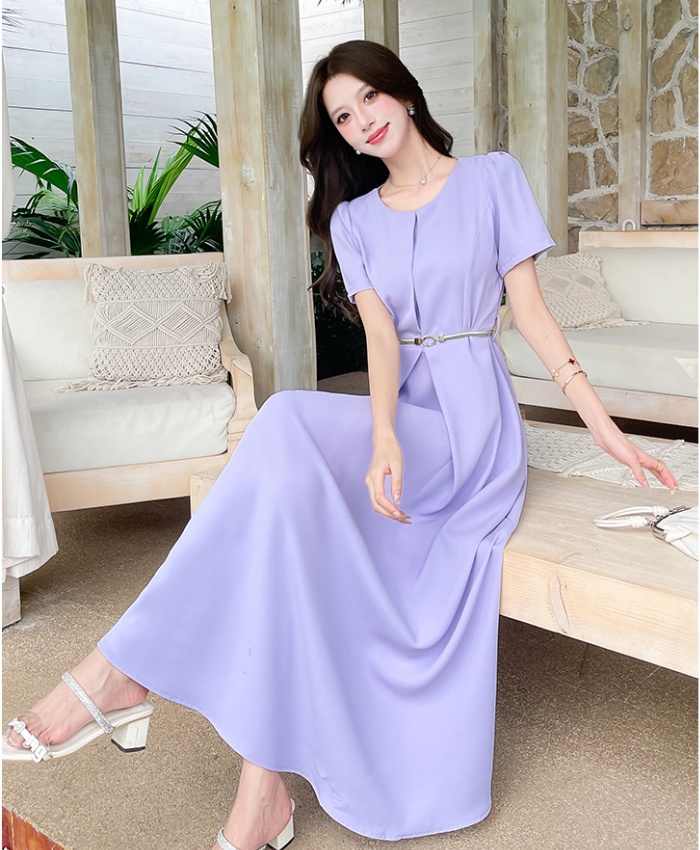 Pinched waist fashion long dress summer dress