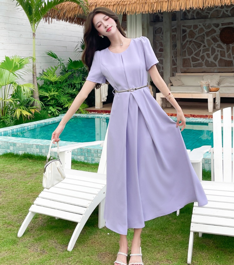 Pinched waist fashion long dress summer dress